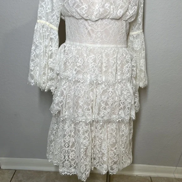 Tadashi Shoji Jacquin off shoulder lace dress size 10 - Picture 4 of 10